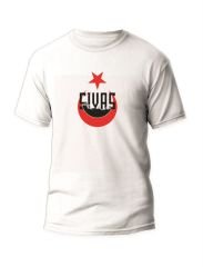 Sivas Yazılı Sivas Silüetli ve Ayyıldız Temalı Beyaz Sıfır Yaka Tişört