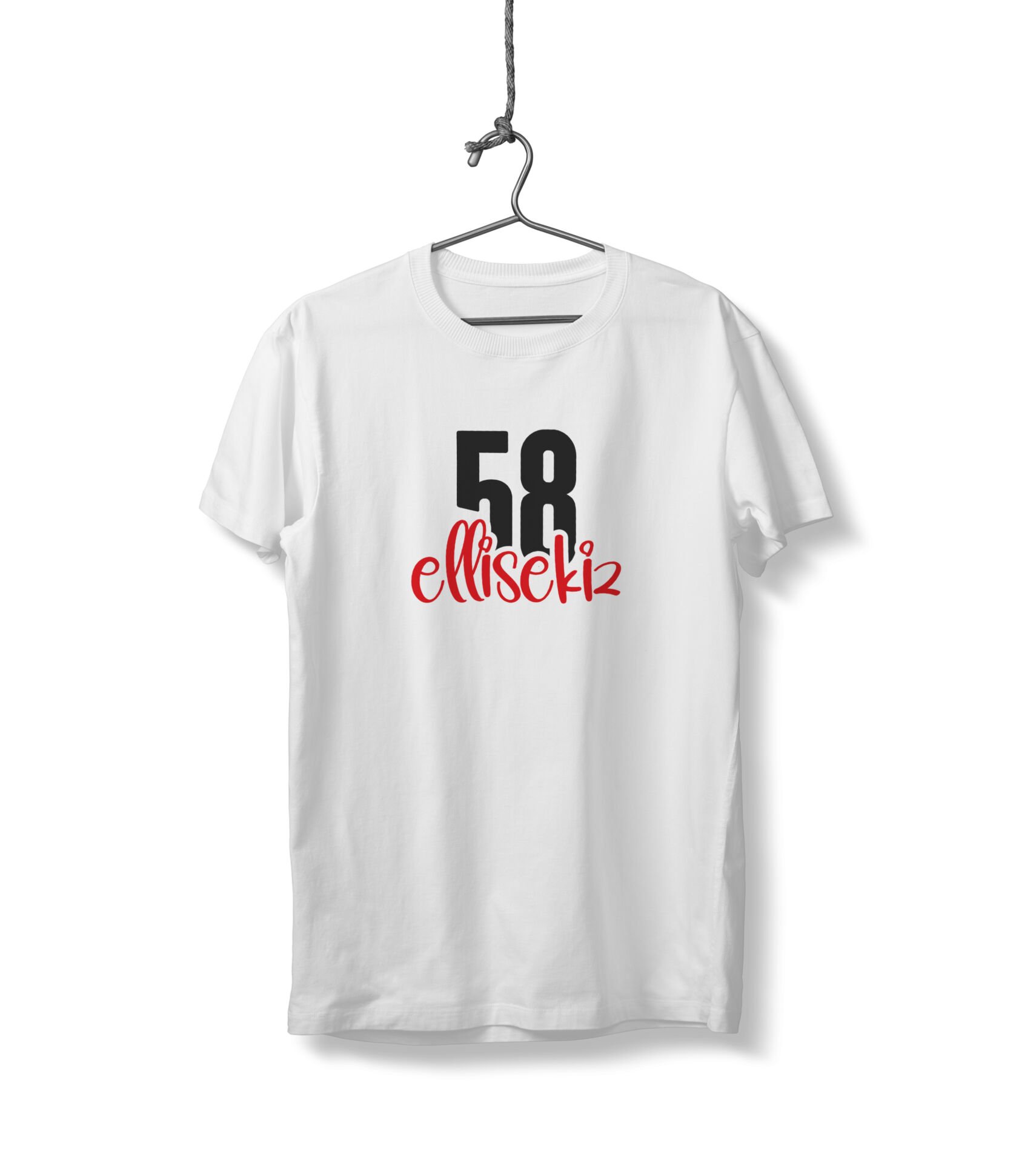 Ellisekiz 58 Yazılı Sivas Temalı Unisex Beyaz Sıfır Yaka Tişört
