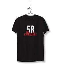 Ellisekiz 58 Yazılı Sivas Temalı Unisex Siyah Sıfır Yaka Tişört