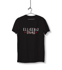 Ellisekiz Sivas Yazılı Sivas Temalı Unisex Siyah Sıfır Yaka Tişört