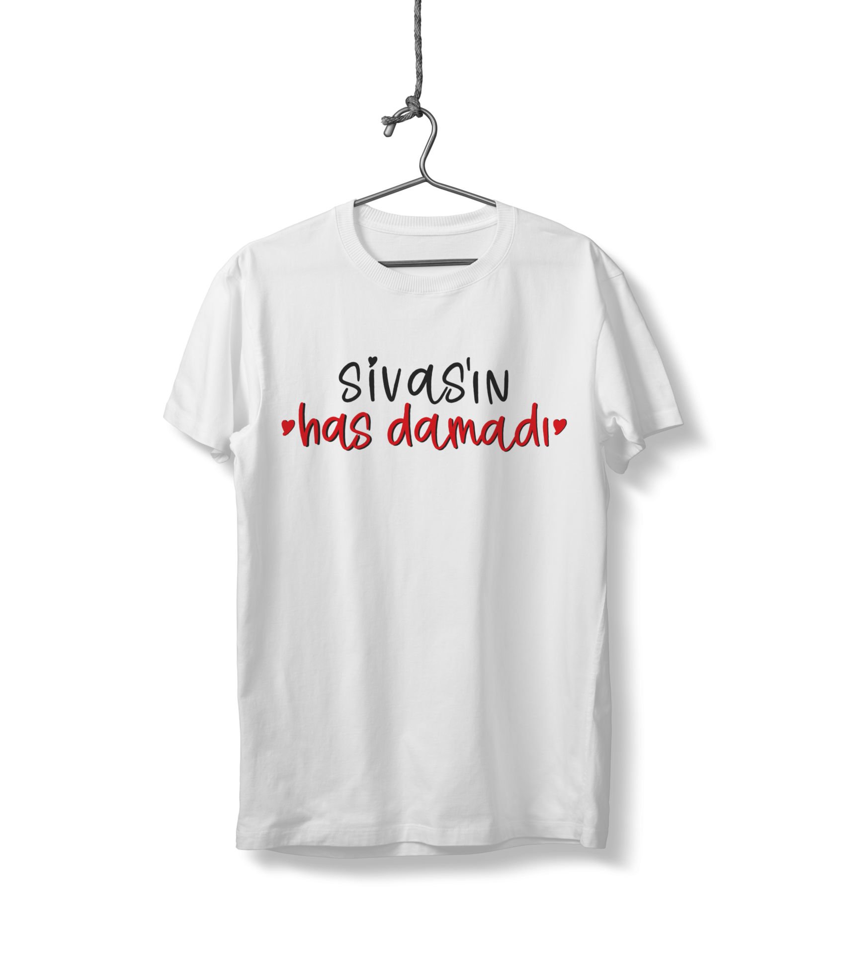 Sivas'ın Has Damadı Yazılı Sivas Temalı Unisex Beyaz Sıfır Yaka Tişört