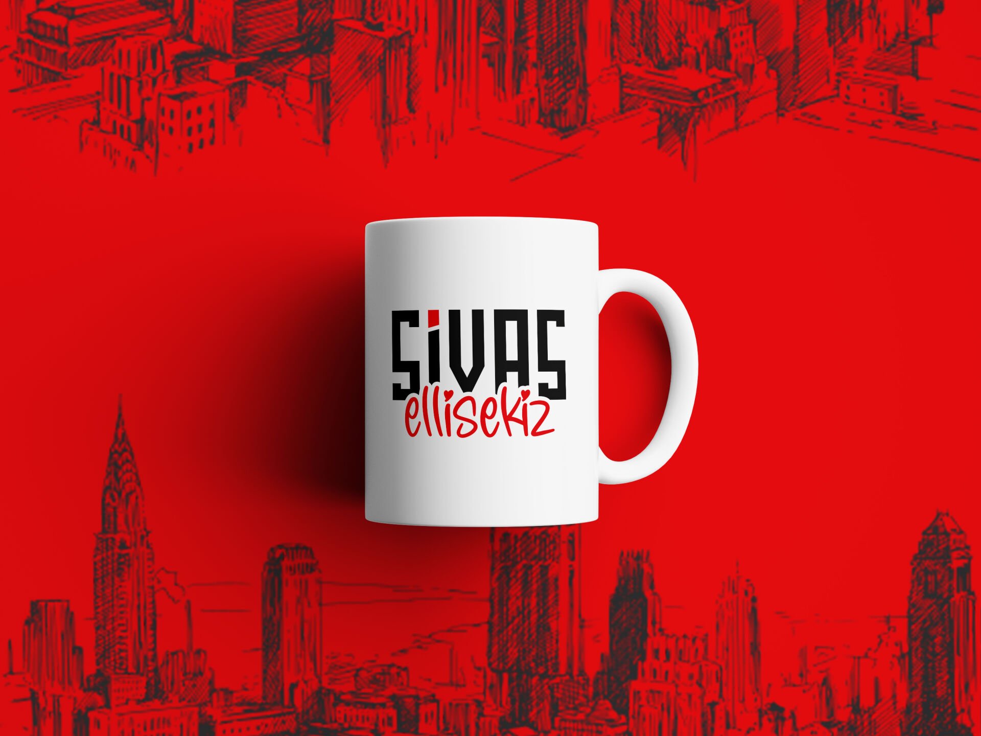 Sivas Ellisekiz Yazılı Sivas Temalı Kupa Bardak