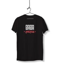 Baba Yorgun Yazılı Unisex Siyah Sıfır Yaka Tişört