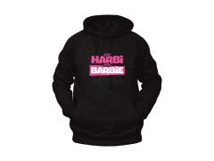 Hem Harbi Hem Barbie Yazılı Unisex Siyah Oversize Kapüşonlu Sweatshirt