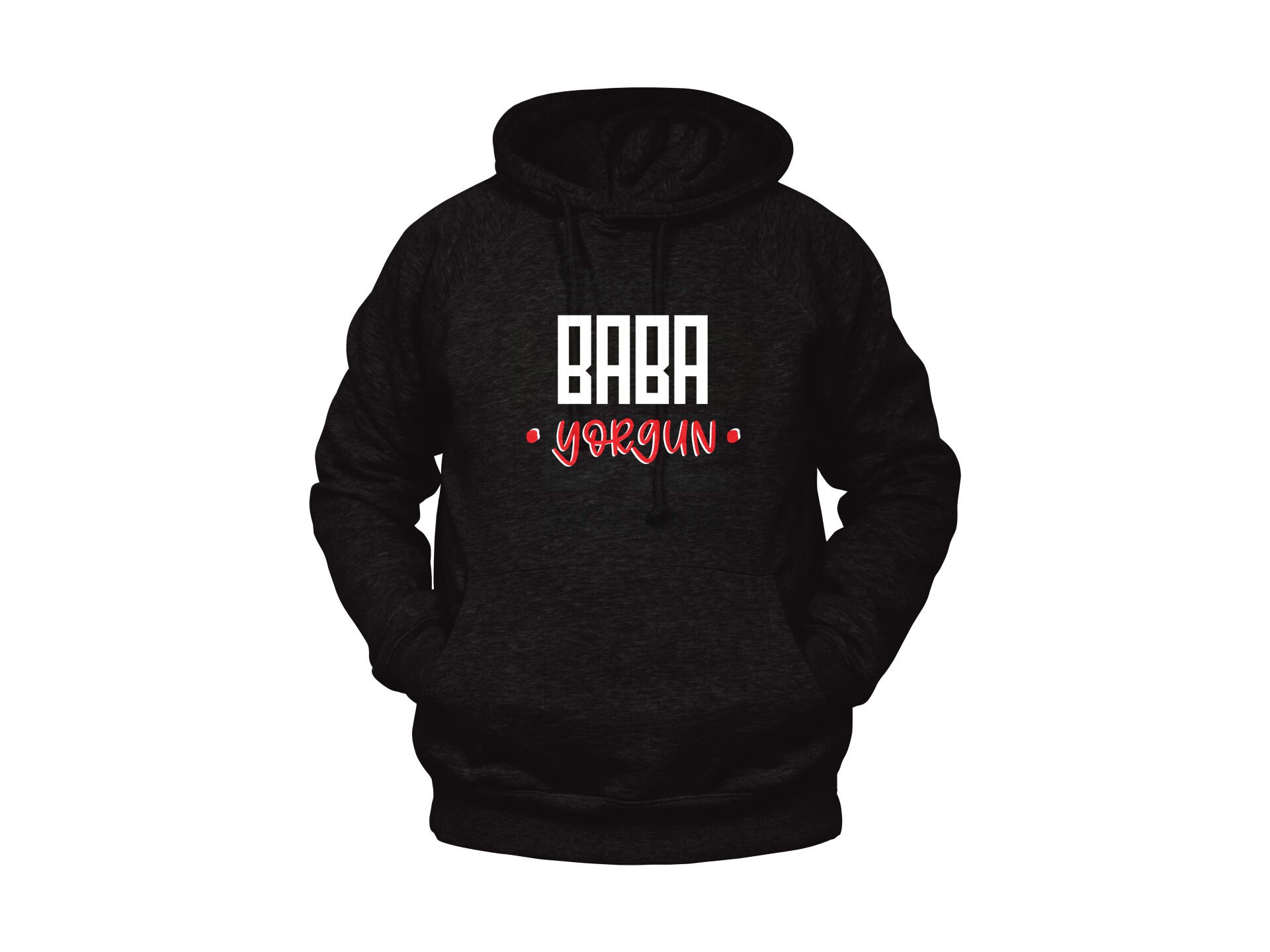 Baba Yorgun Yazılı Unisex Siyah Oversize Kapüşonlu Sweatshirt