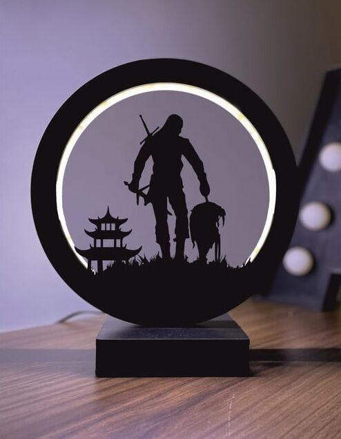 The Witcher Siluet Led Masa Lambası Ahşap